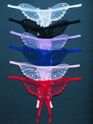Butterfly Appliqued Crotchless Panty