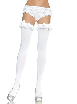 Opaque Thigh High With Ruffle And Bow