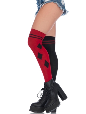Harlequin Dual Color Over The Knee Socks