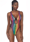 Rainbow Fishnet Strappy Bodysuit