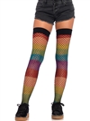 Rainbow Thigh Highs With Fishnet Overlay