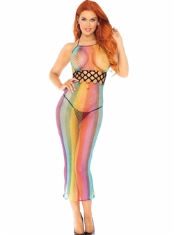 Rainbow Net  Slimming Design Dress