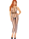 Striped Fishnet Slimming Design Dress