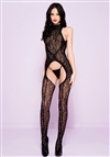 High Neck Lace Crotchless Bodystocking
