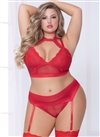 Nothing But Net Plus Size 3 PC Crotchless Set