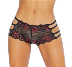 Cross Dye Lace Boyshort Panties With Strappy Sides