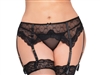 Plus Size Bow Print Mesh And Lace Garter Belt
