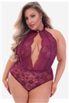 Open Back High Neck Plus Size Teddy