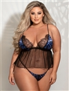 Leopard And Mesh Camidoll Plus Size 2 PC Set