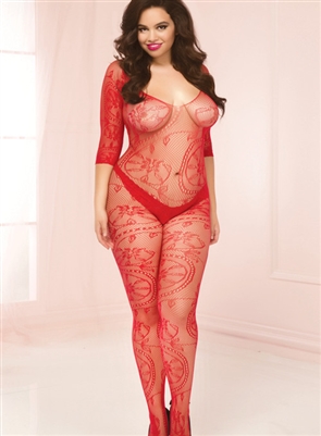 Plus Size Lace Open Crotch Bodystocking