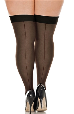 Plus Size Sheer Back Seam Stockings