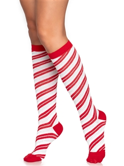 Candy Cane Lurex Knee High Socks