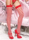 Nylon Striped Thigh High Stockings