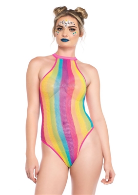 Rainbow Striped Snap Crotch Teddy