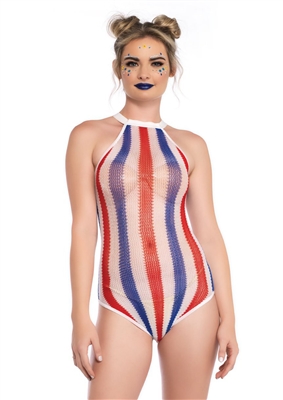 Rainbow Striped Snap Crotch Teddy