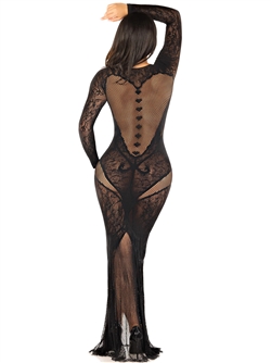 Lace and Net Body Con Gown with Heart Keyhole Detail