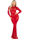 Lace and Net Body Con Gown with Heart Keyhole Detail