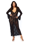 Plus Size Bell Sleeve Lace Long Gown