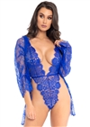 Sexy Lace Teddy And Robe 3 PC Set