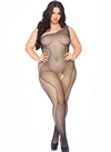 Open Crotch Crystalized Plus Size Assymetrical Bodystocking