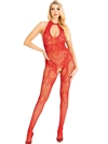 Shiny  Lace Illusion Crotchless Bodystocking