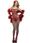 Flame Print Crotchless  Bodystocking