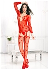 Heart And Fishnet Suspender Bodystocking