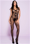 Front Bows Lace Crotchless Bodystocking