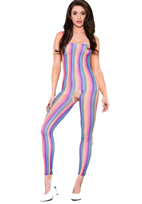 Rainbow Footless Crotchless Bodystocking