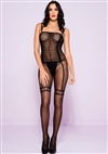 Teddy Design Striped Crotchless Bodystocking