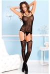 Criss Cross Back Suspender Crotchless Bodystocking