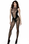 All Over Star Print  Crotchless Bodystocking