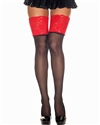 Contrasting Wide Lace Top Thigh High Stockings