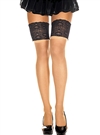 Contrasting Wide Lace Top Thigh High Stockings