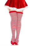 Plus Size Striped Thigh High Stockings