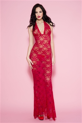 Slimming Lace Halter Gown