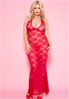 Slimming Lace Halter Plus Size Gown