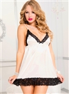 Contrast Lace Flirty Satin Babydoll