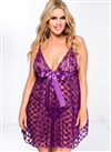 Mesh Polka Dot Plus Size Babydoll Set