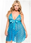 Mesh Polka Dot Plus Size Babydoll Set