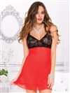 Lace And  Mesh Contrast Babydoll Set