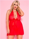 Sexy Mesh Plus Size 2 PC Babydoll Set