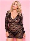 Plus Size Lace Long Sleeve 2 PC Set