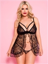 Strappy Lace Plus Size Babydoll Set