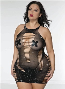 Plus Size Shiny Cut Out Mini