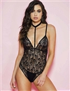 Peacock Feather Lace High Strap Teddy