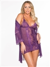 Sexy Mesh And Lace 3 PC Peignoir Set