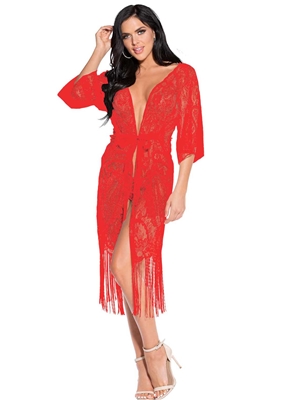 Sexy Fringe Robe 3 PC Set With Bralette