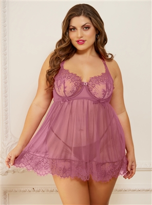 Bed of Roses Plus Size Babydoll Set