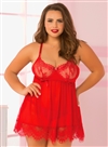 Bed of Roses Plus Size Babydoll Set